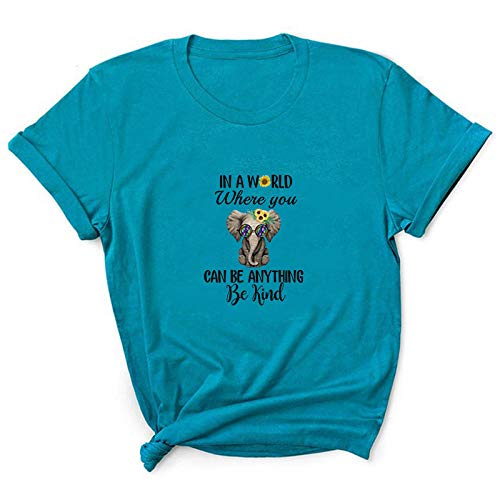 Verano Nuevas Damas Camiseta Creativa Elefante Alfabeto inglés impresión Casual Cobertura Manga Corta Camiseta Suelta Camiseta Femenina Camiseta -1 Vino Rojo_XXL