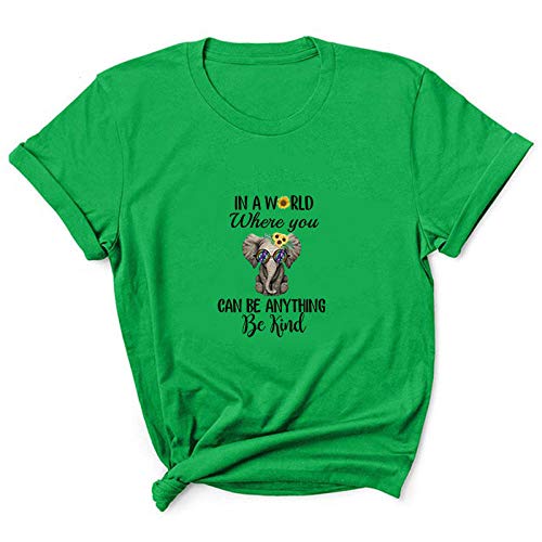 Verano Nuevas Damas Camiseta Creativa Elefante Alfabeto inglés impresión Casual Cobertura Manga Corta Camiseta Suelta Camiseta Femenina Camiseta -1 Vino Rojo_XXL