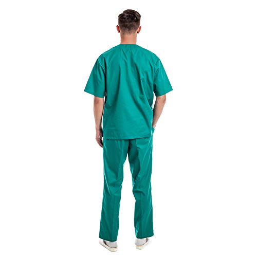Verde Uniformes Sanitario Pijama Hombre - 7 Tamaños A Medida Xs-3xl - Úsalo como Medico, Enfermera, Peluqueria, Veterinario, SPA, Fisioterapeuta Uniforme O De Trabajo Limpieza, Casaca Estetica Ropa