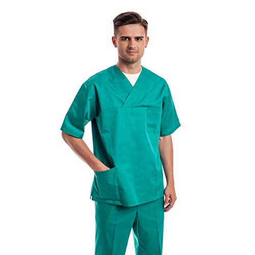 Verde Uniformes Sanitario Pijama Hombre - 7 Tamaños A Medida Xs-3xl - Úsalo como Medico, Enfermera, Peluqueria, Veterinario, SPA, Fisioterapeuta Uniforme O De Trabajo Limpieza, Casaca Estetica Ropa