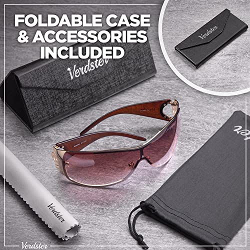 Verdster Gafas de Sol para Mujer Extra Grandes de Moda Gafas de Sol Envolventes No Polarizadas Gafas de Sol Grandes Cosmo Maroon