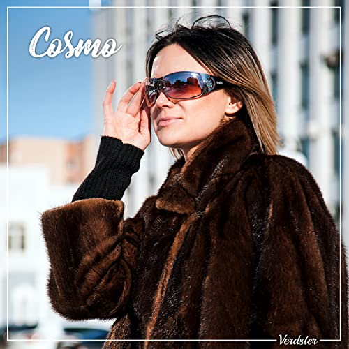 Verdster Gafas de Sol para Mujer Extra Grandes de Moda Gafas de Sol Envolventes No Polarizadas Gafas de Sol Grandes Cosmo Maroon