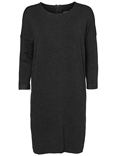 VERO MODA VMGLORY VIPE AURA 3/4 DRESS NOOS, vestido Mujer, Gris (Dark Grey Melange), 36 (Talla del fabricante: Small)