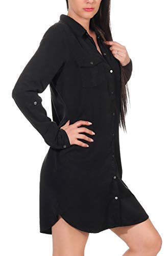 Vero Moda Vmsilla Ls Short Dress Blck Noos Ga Vestido para Mujer, Negro (Black Black), 40 (Talla del fabricante: Medium)
