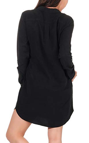 Vero Moda Vmsilla Ls Short Dress Blck Noos Ga Vestido para Mujer, Negro (Black Black), 40 (Talla del fabricante: Medium)