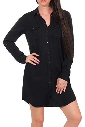 Vero Moda Vmsilla Ls Short Dress Blck Noos Ga Vestido para Mujer, Negro (Black Black), 40 (Talla del fabricante: Medium)