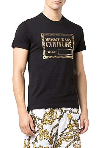 Versace Jeans Couture - Camiseta de hombre, color negro, 71GAHT27CJ00T G89 (899+948), Negro , L
