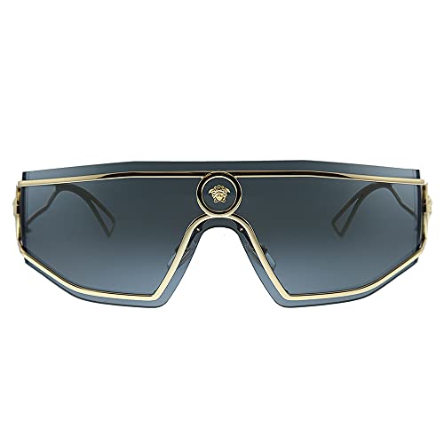 Versace VE 2226 100287 Gold Metal Shield Gafas de sol gris lente