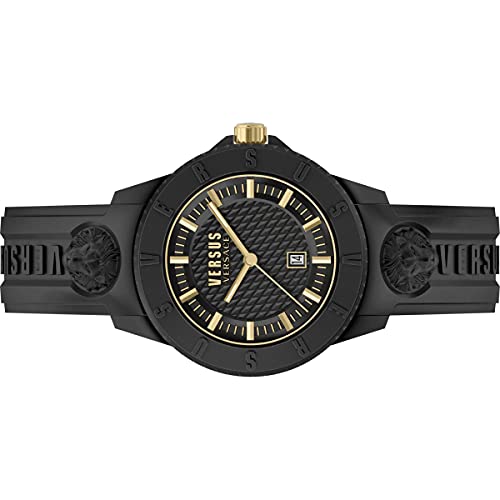 Versus Versace Tokyo - Reloj de pulsera para hombre (42 mm, correa de silicona), Color negro y dorado., Correas.