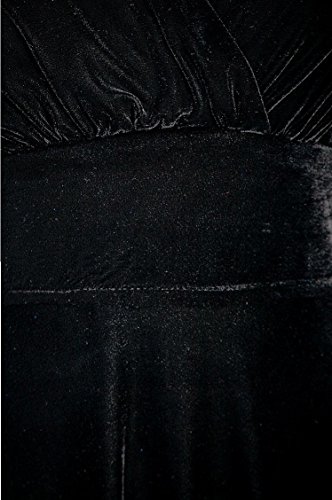 VERYCO - Vestido largo elástico de terciopelo, cuello de pico, manga larga, estilo vintage negro negro 52