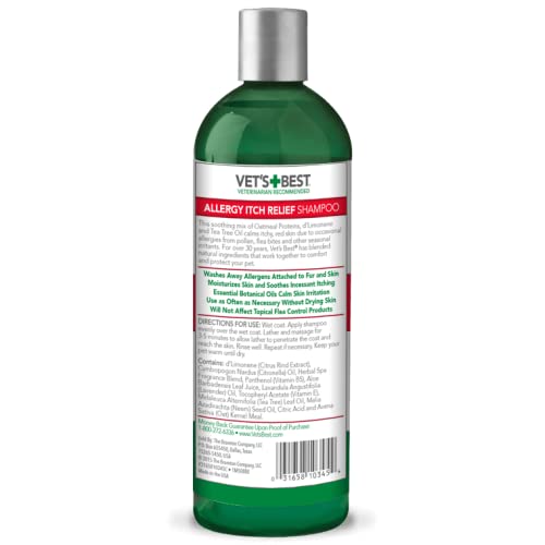 Vet's Best Champú para Perros de Alivio de la Picazón de Alergia | Limpia y Alivia el malestar causado por Las alergias estacionales, 470ml