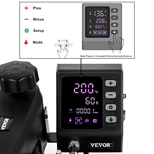 VEVOR 10 en 1 Máquina de Prensa de Calor Multifuncional 30 x 38 cm Prensa de Transferencia Giratoria 360° Máquina de Sublimación, Prensa de Calor, Prensa Térmica Negra para Camisetas, Tazas