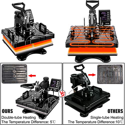 VEVOR 10 en 1 Máquina de Prensa de Calor Multifuncional 30 x 38 cm Prensa de Transferencia Giratoria 360° Máquina de Sublimación, Prensa de Calor, Prensa Térmica Negra para Camisetas, Tazas