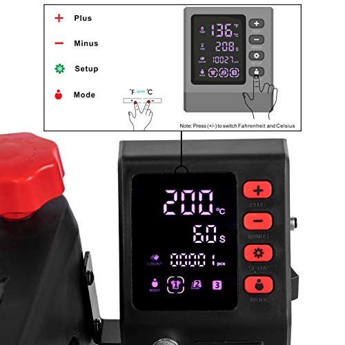 VEVOR Prensa de Calor Multifuncional Roja 8 en 1 Máquina de Sublimación 1.000 W 29 x 38 cm Prensa de Calor Profesional para Sublimación de Camisetas, Diseño Giratorio de 360°, con Accesorios
