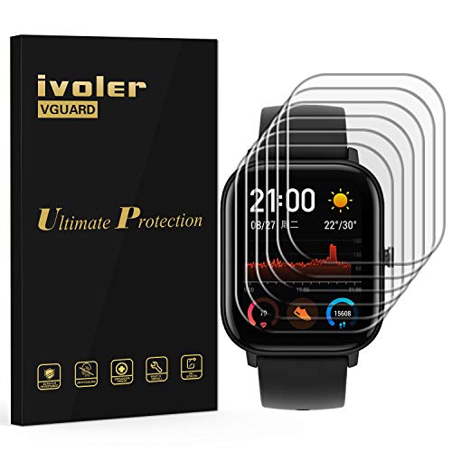 VGUARD 6 Piezas Protector de Pantalla para Huami Amazfit GTS, [Cobertura Completa] [líquida Instalar] [No Burbujas] HD Transparente TPU Suave láminas Protectora