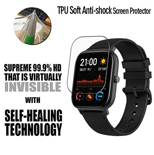 VGUARD 6 Piezas Protector de Pantalla para Huami Amazfit GTS, [Cobertura Completa] [líquida Instalar] [No Burbujas] HD Transparente TPU Suave láminas Protectora