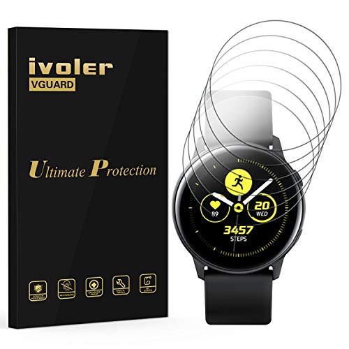 VGUARD 6 Piezas Protector de Pantalla para Samsung Galaxy Watch Active 2 44mm, [Cobertura Completa] [líquida Instalar] [No Burbujas] HD Transparente TPU Suave láminas Protectora
