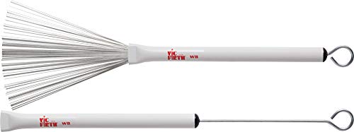 Vic Firth - Escobillas de Alambre para Batería de Jazz, Retráctiles, Alambre muy Grueso, Mango de Plástico de Color Blanco