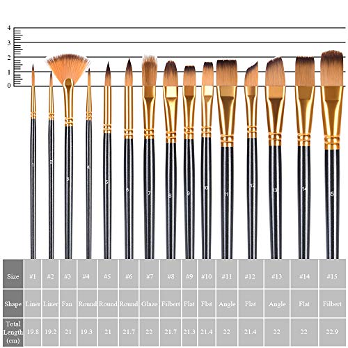 Vicloon Pinceles de Pintura, 18Pc Juego de Pinceles Profesionales con Estuche, Pinceles de Artista de Nylon Pinceles para Pintura Al óLeo de Guache Acuarela Arte AcríLicos Cepillo de Pintura (Dorado)