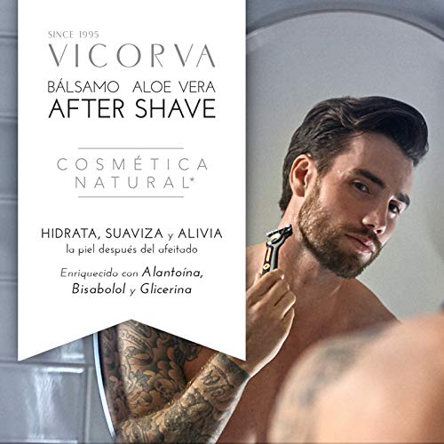 VICORVA Bálsamo After Shave | Hidrata, suaviza y alivia la piel después del afeitado | Evita la irritación, Enrojecimiento y ayuda deslizamiento cuchilla | Alantoína, Bisabolol y Glicerina | 100 ml