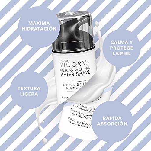 VICORVA Bálsamo After Shave | Hidrata, suaviza y alivia la piel después del afeitado | Evita la irritación, Enrojecimiento y ayuda deslizamiento cuchilla | Alantoína, Bisabolol y Glicerina | 100 ml