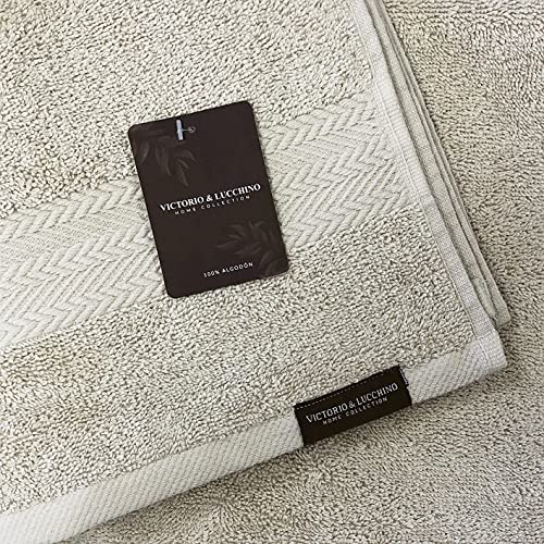 Victorio & Lucchino Juego de Toallas 100% Algodón (Beige, 6 Toallas Lavabo)