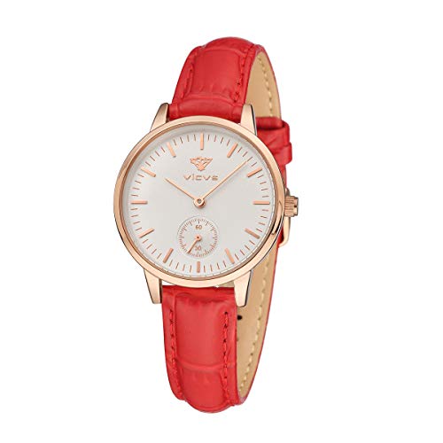 VICVS Reloj de Moda Hombre/Mujer Reloj de Cuarzo Impermeable Informal Formal (Correa roja)