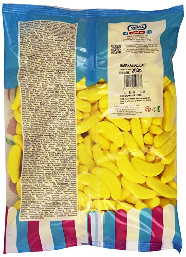 Vidal Bananas Azúcar Golosina, Plátano, 1500 Gramos, 250 Unidades