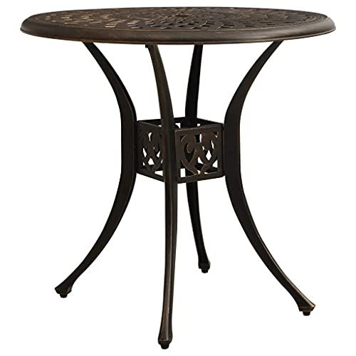 vidaXL Mesa de Jardín Muebles Mobiliario Patio Terraza Balcón Comedor Cena Café Cocina Versátil Decoración Bronce Aluminio Fundido 78x78x72 cm