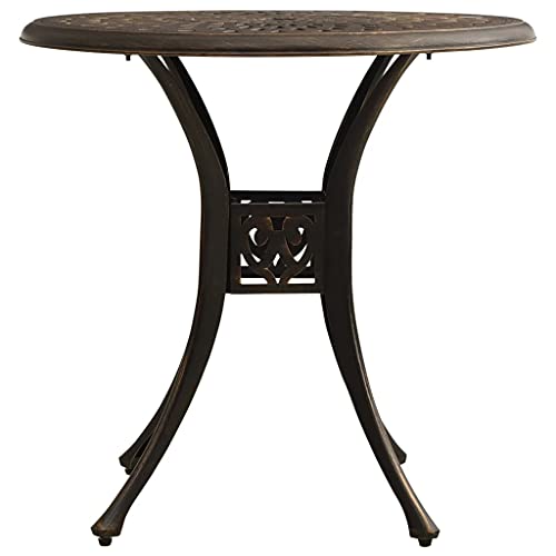 vidaXL Mesa de Jardín Muebles Mobiliario Patio Terraza Balcón Comedor Cena Café Cocina Versátil Decoración Bronce Aluminio Fundido 78x78x72 cm
