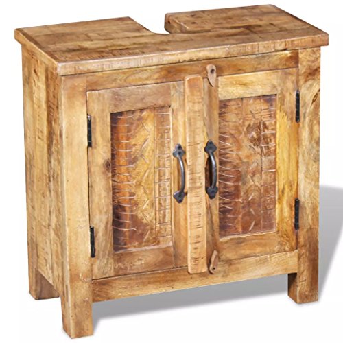 vidaXL Mueble de Lavabo con Espejo Madera de Mango Maciza Set Tocador de Baño