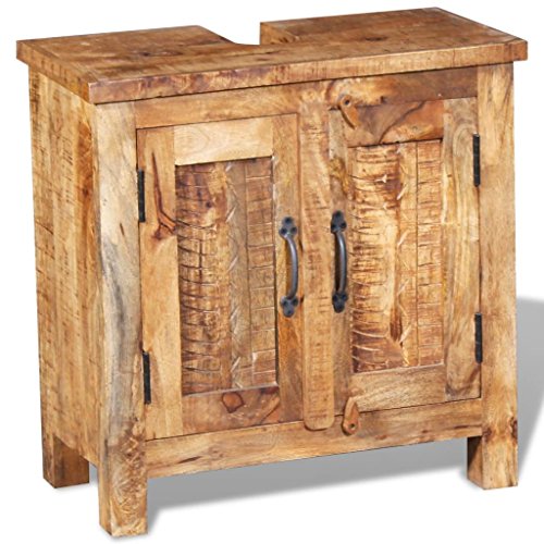 vidaXL Mueble de Lavabo con Espejo Madera de Mango Maciza Set Tocador de Baño