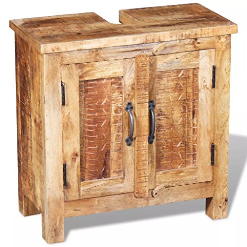 vidaXL Mueble de Lavabo con Espejo Madera de Mango Maciza Set Tocador de Baño