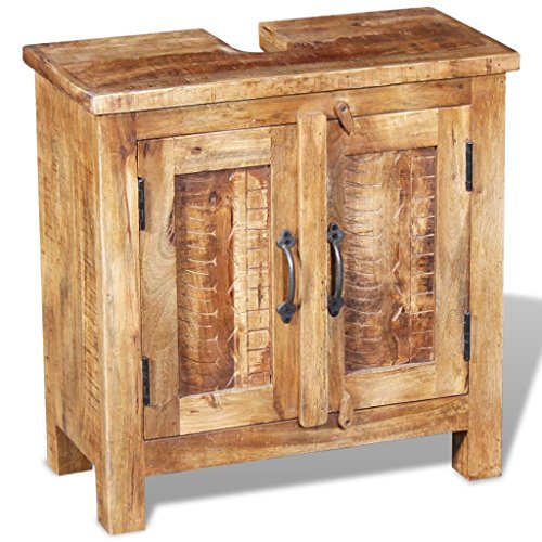 vidaXL Mueble de Lavabo con Espejo Madera de Mango Maciza Set Tocador de Baño
