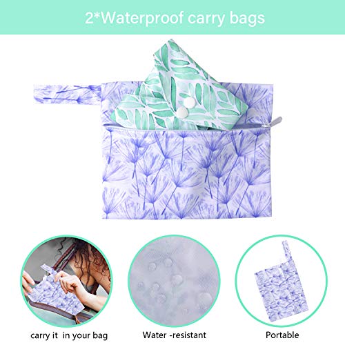 Viedouce Compresas Reutilizables,Paquete de 9 Almohadilla Menstrual Reutilizable,Algodon Salvaslip Reutilizable,Almohadilla Sanitarias Lavable con 2 Impermeables Bolsas de Almacenamiento