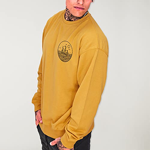 VIENTO Drifter Sweatshirt para Hombre (Mostaza, L)