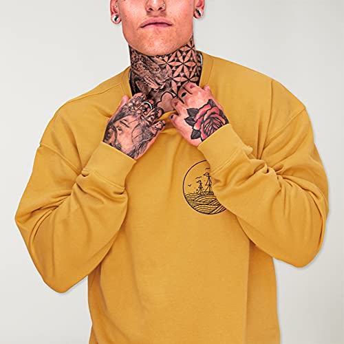 VIENTO Drifter Sweatshirt para Hombre (Mostaza, L)