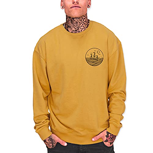 VIENTO Drifter Sweatshirt para Hombre (Mostaza, L)