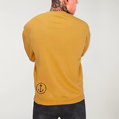 VIENTO Drifter Sweatshirt para Hombre (Mostaza, L)