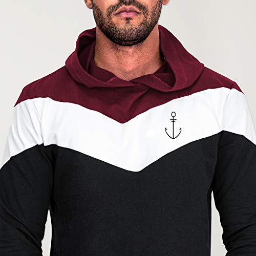 VIENTO Patch Flash Anchor Simple Sudadera para Hombre (Black, M)