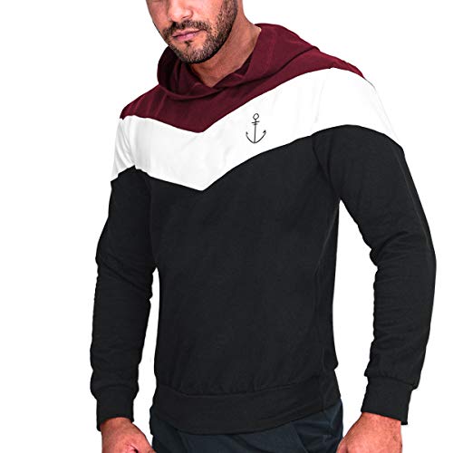 VIENTO Patch Flash Anchor Simple Sudadera para Hombre (Black, M)