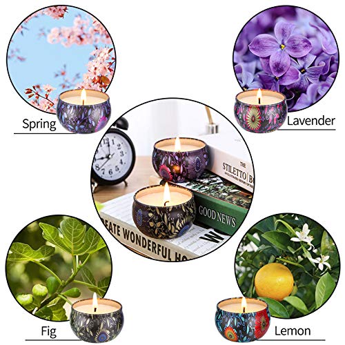 Viesap Velas Aromaticas, 4pcs Cera de Soja 100% Natural, Vela Aromática Caja de Regalo, Mujer Velas Perfumadas, Aromaterapia Relajación Baño Yoga Acción de Gracias Navidad Día de San Valentín Regalos