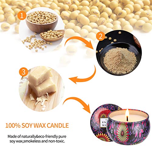Viesap Velas Aromaticas, 4pcs Cera de Soja 100% Natural, Vela Aromática Caja de Regalo, Mujer Velas Perfumadas, Aromaterapia Relajación Baño Yoga Acción de Gracias Navidad Día de San Valentín Regalos