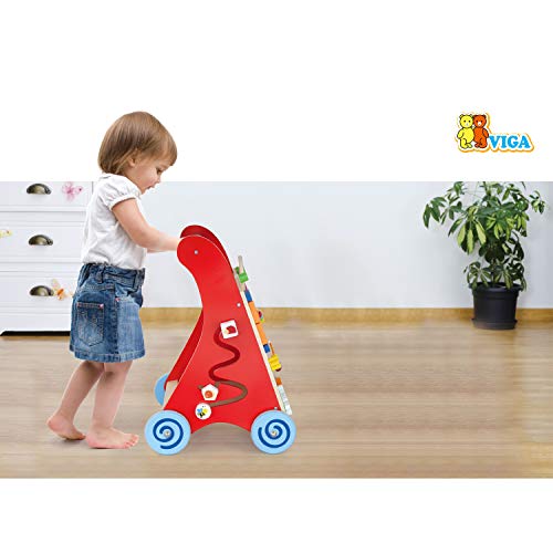 VIGA-50950 VIGA-2043635-Juguetes Primera Edad Desde-hasta Empuje Trolley-Rojo, Multicolor, 3-3 cha (50950)