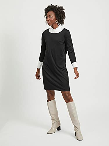 Vila Clothes VITINNY NEW DRESS, Vestido Mujer, Negro (Black), XS (Talla fabricante: XS)