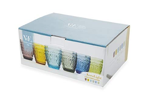Villa D'Este Home Tivoli 2197871 Koralight/Imperial - Juego de 6 vasos de agua de 6 colores, cristal