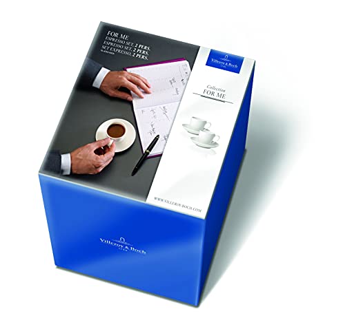 Villeroy & Boch FOR ME - Juego de café expreso, juego de 2 tazas de café con plato, porcelana premium, blanco