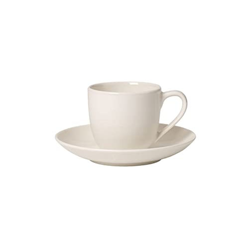 Villeroy & Boch FOR ME - Juego de café expreso, juego de 2 tazas de café con plato, porcelana premium, blanco