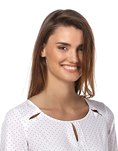 Vincenzo Boretti Blusa, Corte Recto, Cuello Barco Blanco/Azul Oscuro L