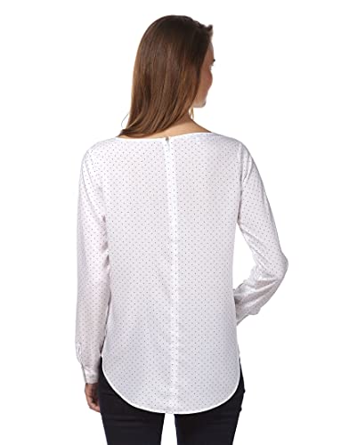 Vincenzo Boretti Blusa, Corte Recto, Cuello Barco Blanco/Azul Oscuro L